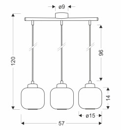 ESTILO lampa wisząca czarny 3x40W E27 klosz biały 33-49957