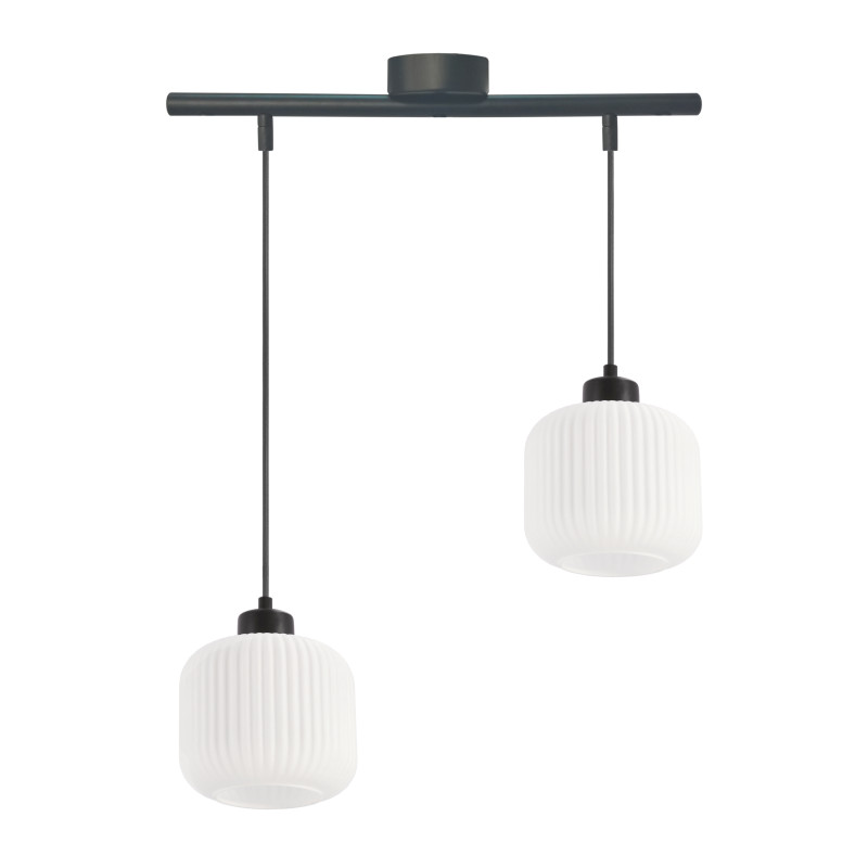 ESTILO lampa wisząca czarny 2x40W E27 klosz biały 32-49933
