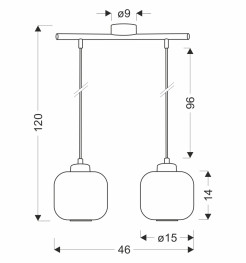ESTILO lampa wisząca czarny 2x40W E27 klosz biały 32-49933