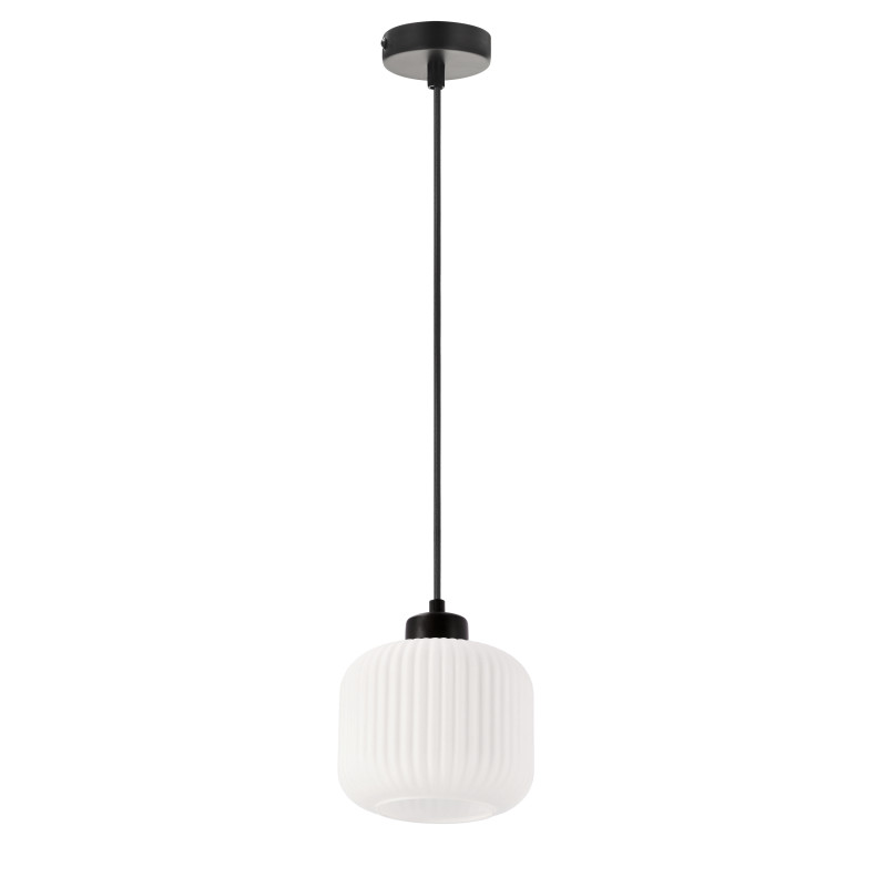 ESTILO lampa wisząca czarny 1x40W E27 klosz biały 31-49926