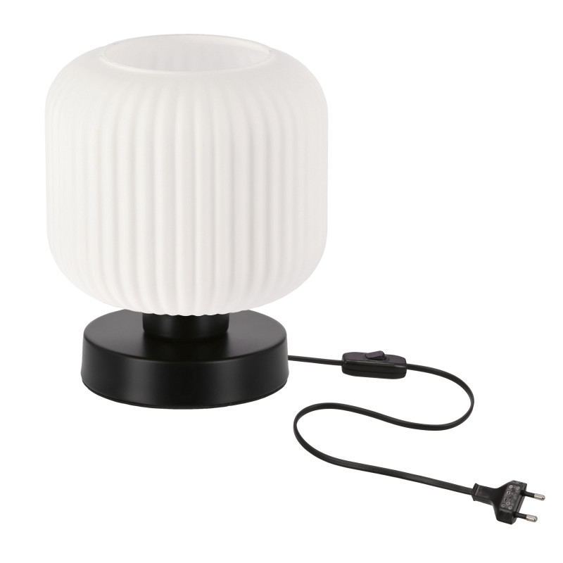 ESTILO lampa stołowa czarny 1x40 E27 klosz biały 41-49940