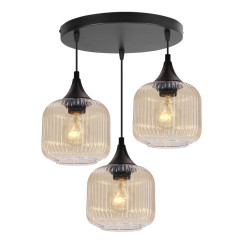 ESTAS lampa wisząca talerz czarny 3x40W E27 klosz bursztynowy 33-51684