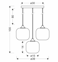 ESTAS lampa wisząca talerz czarny 3x40W E27 klosz bursztynowy 33-51684