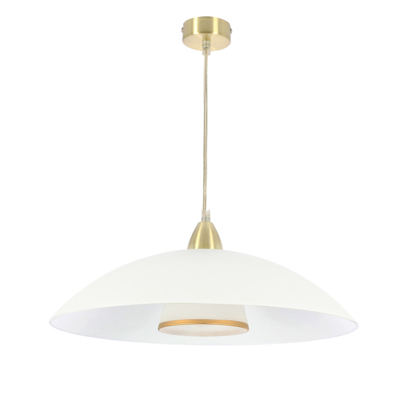 DUETTO lampa wisząca satynowy złoty 1x40W E27 klosz biały+biały z paskiem złotym 31-49261