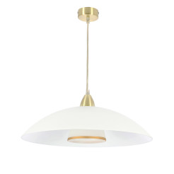 DUETTO lampa wisząca satynowy złoty 1x40W E27 klosz biały+biały z paskiem złotym 31-49261