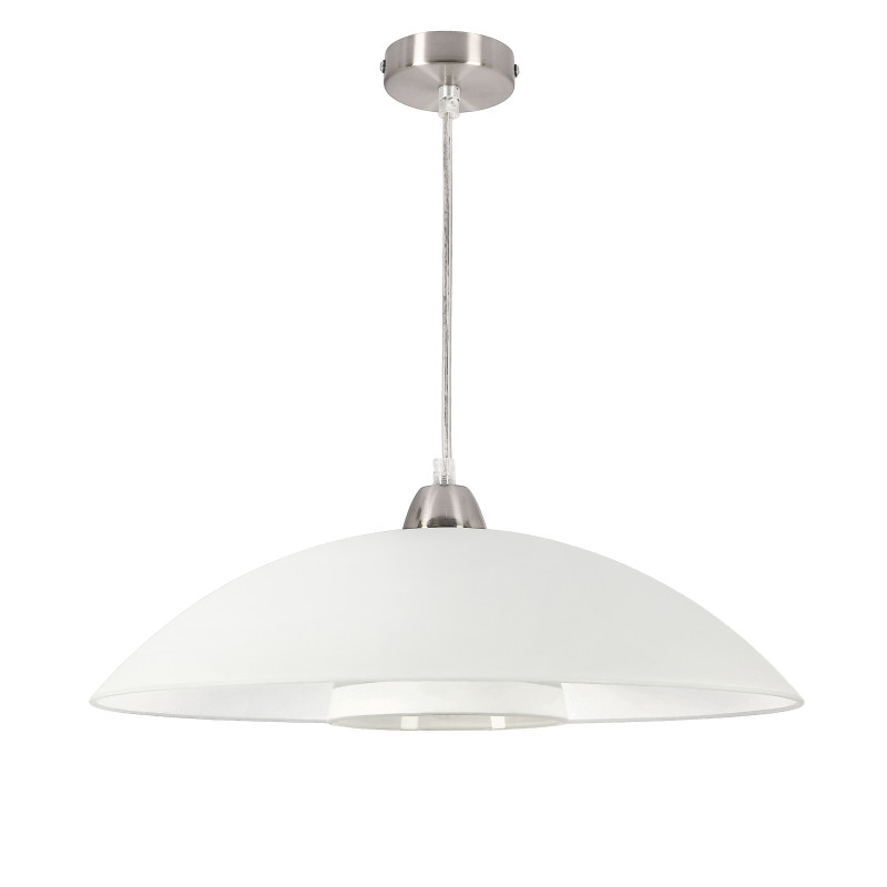 DUETTO lampa wisząca satynna nikiel 1x40W E27 klosz biały+białe paski 31-49278