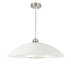 DUETTO lampa wisząca satynna nikiel 1x40W E27 klosz biały+białe paski 31-49278