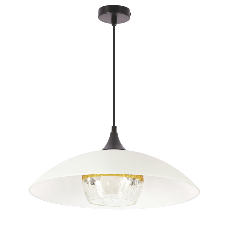 DUETTO lampa wisząca czarny 1x40W E27 klosz biały+złoty 31-49247