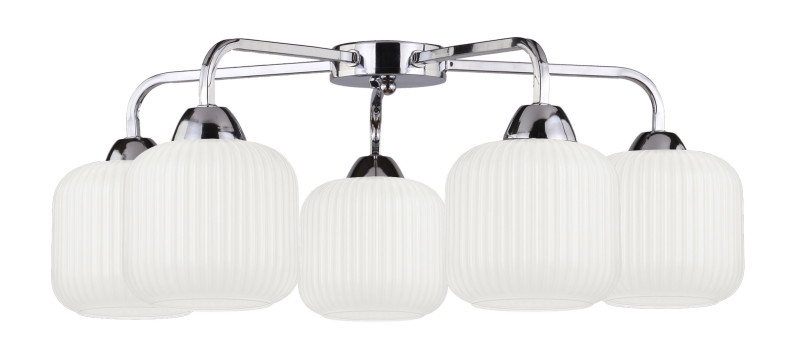 CROMADO lampa sufitowa chromowy 5x60W E27 klosz biały 98-49575