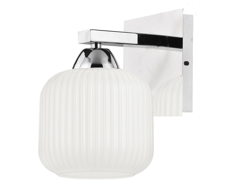 CROMADO lampa kinkiet chromowy 1x60W E27 klosz biały 21-49544