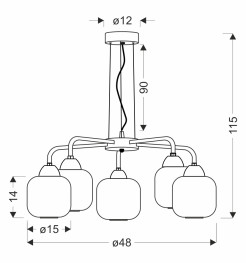 CAMPANA lampa wisząca czarny 5x60W E27 klosz bursztynowy 35-48233
