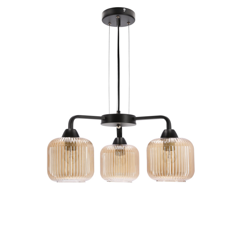CAMPANA lampa wisząca czarny 3x60W E27 klosz bursztynowy 33-48226