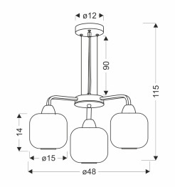 CAMPANA lampa wisząca czarny 3x60W E27 klosz bursztynowy 33-48226