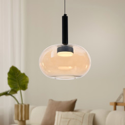 BUENO lampa wisząca czarny 1x9W GX53 klosz bezbarwny+złoty 31-50465
