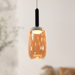 BUENO lampa wisząca czarny 1x9W GX53 klosz bezbarwny+bursztynowy 31-50458