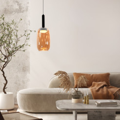 BUENO lampa wisząca czarny 1x9W GX53 klosz bezbarwny+bursztynowy 31-50458