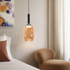 BUENO lampa wisząca czarny 1x9W GX53 klosz bezbarwny+bursztynowy 31-50458