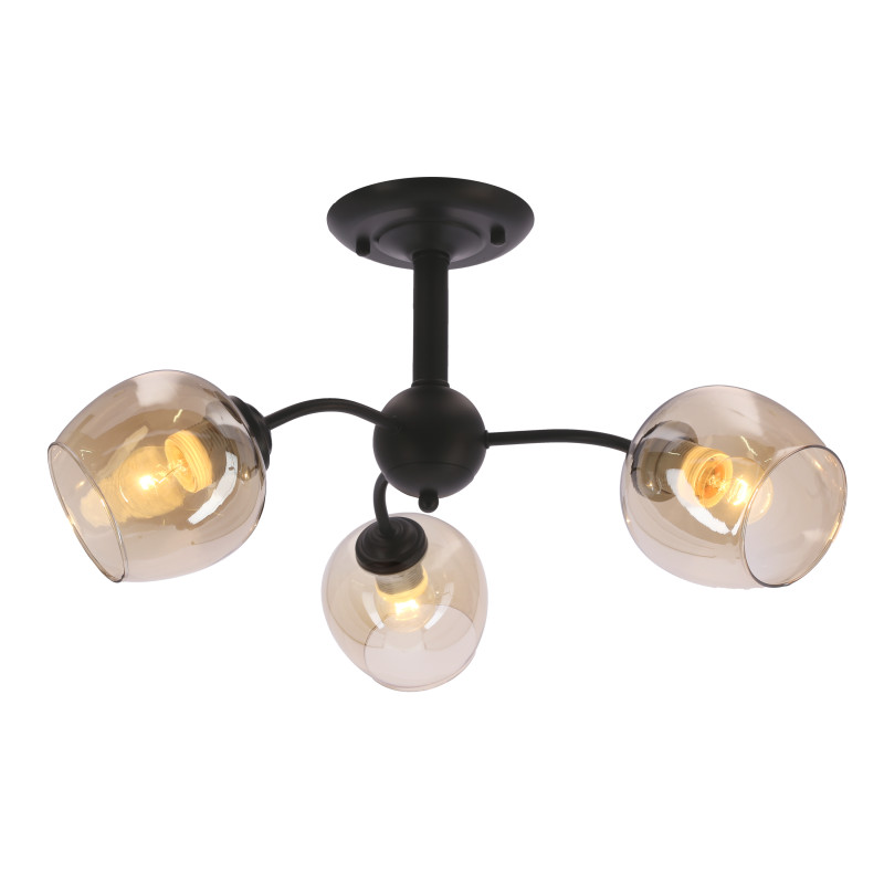 BREEZE lampa wisząca czarny 3x40W E27 klosz bursztynowy 33-52223