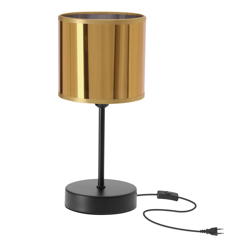 BETA lampka stołowa czarny 1x40W E14 abażur złoty błyszczący 41-53626