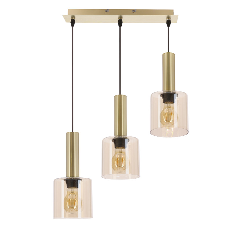 ALBERTO lampa wisząca mosiężny 3x40W E27 klosz bursztynowy 33-49018