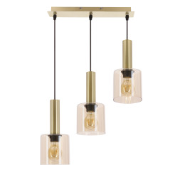 ALBERTO lampa wisząca mosiężny 3x40W E27 klosz bursztynowy 33-49018