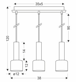 ALBERTO lampa wisząca mosiężny 3x40W E27 klosz bursztynowy 33-49018
