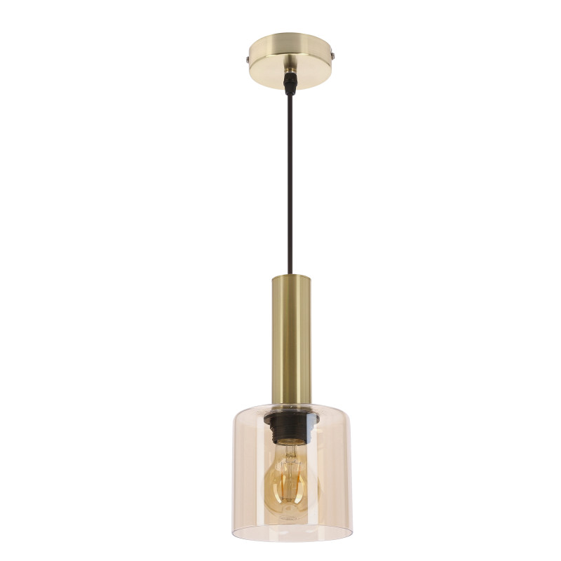 ALBERTO lampa wisząca mosiężny 1x40W E27 klosz bursztynowy 31-49025