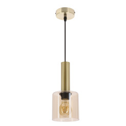 ALBERTO lampa wisząca mosiężny 1x40W E27 klosz bursztynowy 31-49025