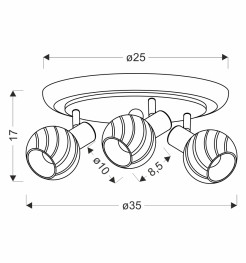 GRANO lampa sufitowa plafon czekoladowy 3x40W E14 klosz biały 98-43207