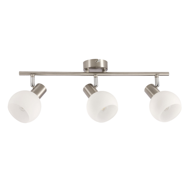 NOVO lampa sufitowa listwa satyna nikiel 3x40W E14 klosz biały 93-52131