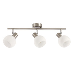 NOVO lampa sufitowa listwa satyna nikiel 3x40W E14 klosz biały 93-52131