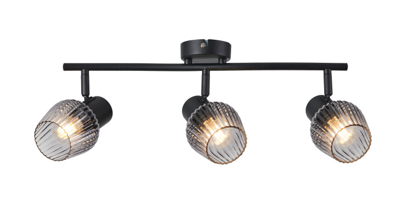 MITURA lampa sufitowa czarny 3x40W E27 klosz dymiony 93-45423
