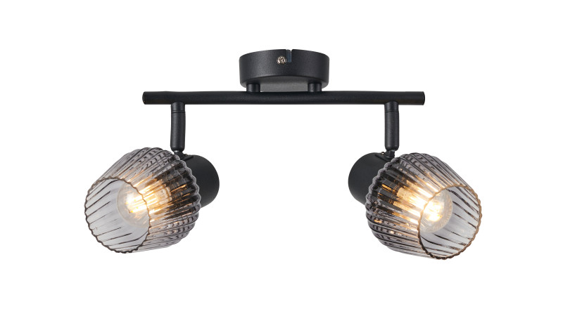 MITURA lampa sufitowa czarny 2x40W E27 klosz dymiony 92-45416
