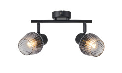 MITURA lampa sufitowa czarny 2x40W E27 klosz dymiony 92-45416