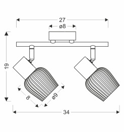MITURA lampa sufitowa czarny 2x40W E27 klosz dymiony 92-45416