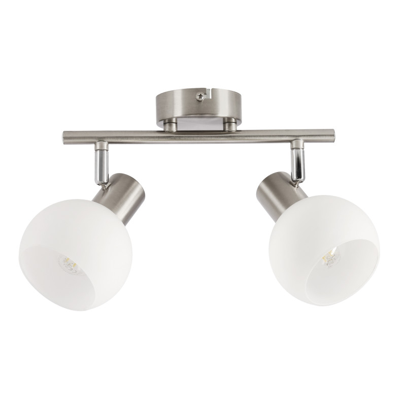 NOVO lampa sufitowa listwa satyna nikiel 2x40W E14 klosz biały 92-52124