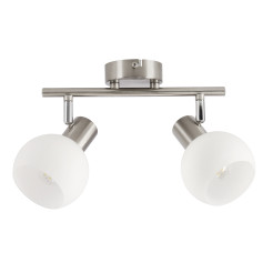 NOVO lampa sufitowa listwa satyna nikiel 2x40W E14 klosz biały 92-52124