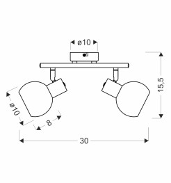 NOVO lampa sufitowa listwa satyna nikiel 2x40W E14 klosz biały 92-52124