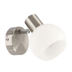 NOVO lampa  kinkiet satyna nikiel 1x40W E14 klosz biały 91-52100