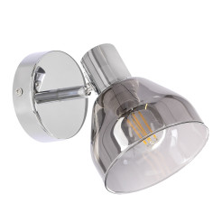 GRAZIA lampa kinkiet chromowy 1x40W E14 klosz dymiony 91-45652