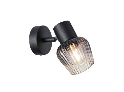 MITURA lampa kinkiet czarny 1x40W E27 klosz dymiony 91-45409