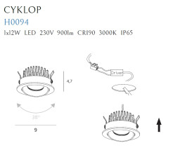 MAXLIGHT H0094 4000K OPRAWA WPUSTOWA CYKLOP BIAŁA IP65