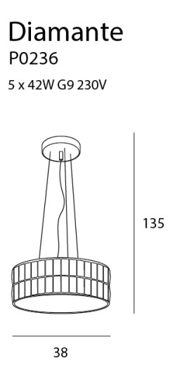 MAXLIGHT P0236 LAMPA WISZĄCA DIAMANTE MAŁA 38 cm