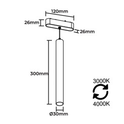 Reflektor Slim Flow 8W CCT czarny LP-670-MAG SLIM 8W CCT BK