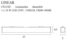 MAXLIGHT C0124D LAMPA SUFITOWA LINEAR WHITE 18W 4000K ŚCIEMNIALNA