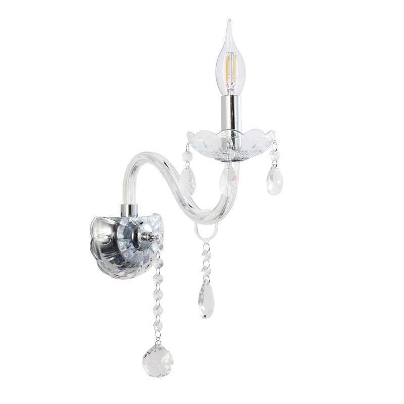 Cristallo lampa kinkiet chromowy 1x40W E14 transparentny 21-30252