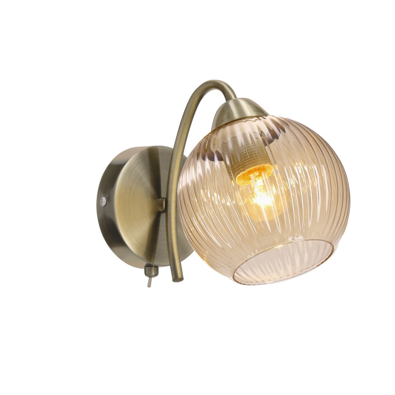 PASCAL lampa kinkiet patynowy 1x40W E27 klosz bursztynowy 21-51783