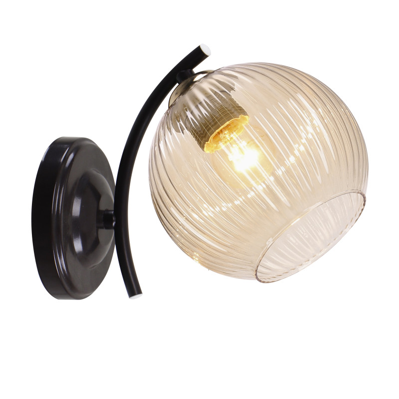 MANON lampa kinkiet brunatny+złoty 1x40W E27 klosz bursztynowy 21-51820