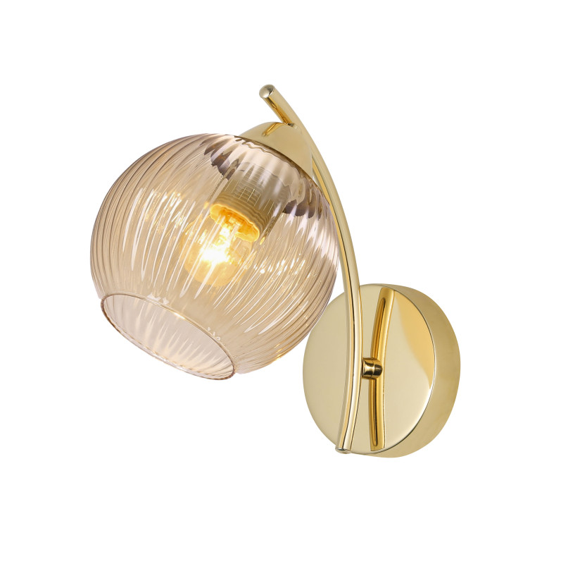 LUNORE lampa kinkiet złoty 1x40W E27 klosz bursztynowy 21-52148