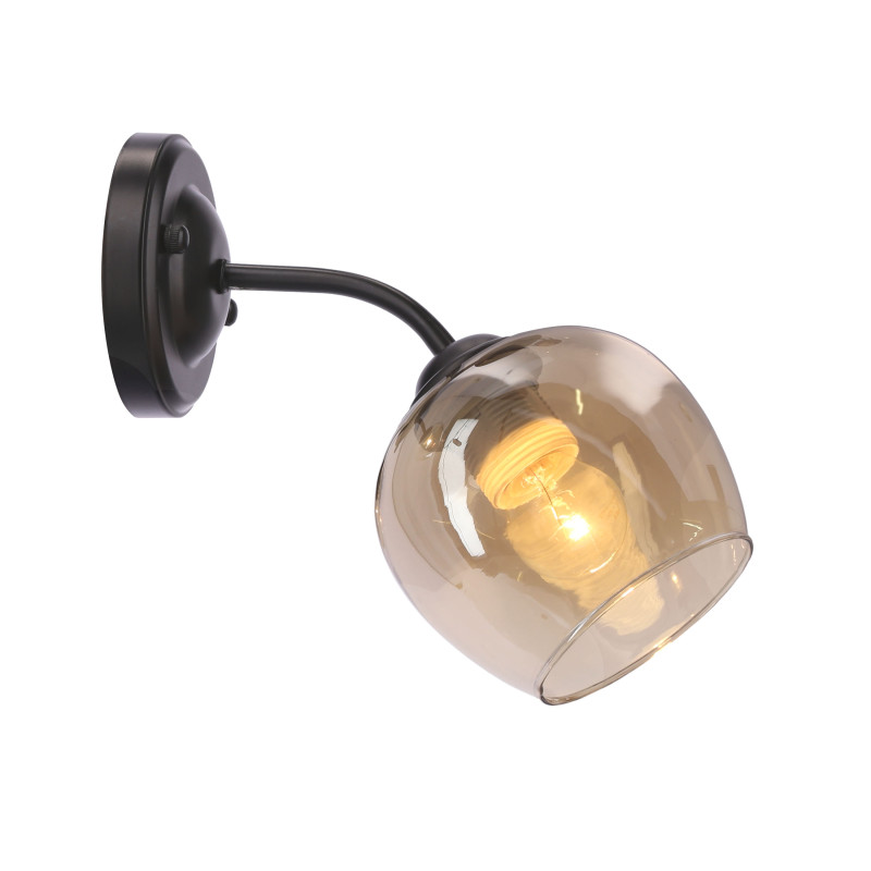 BREEZE lampa kinkiet czarny 1x40W E27 klosz bursztynowy 21-52216